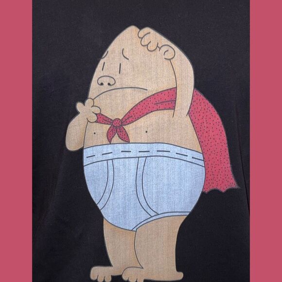 Unisex Hiclol Black Captain Underpants Graphic T Shirt Size XL #14 - Picture 3 of 5